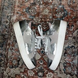 Sole Bliss Metallic Silver Star platform comfort Sneaker 38 Made in Italy